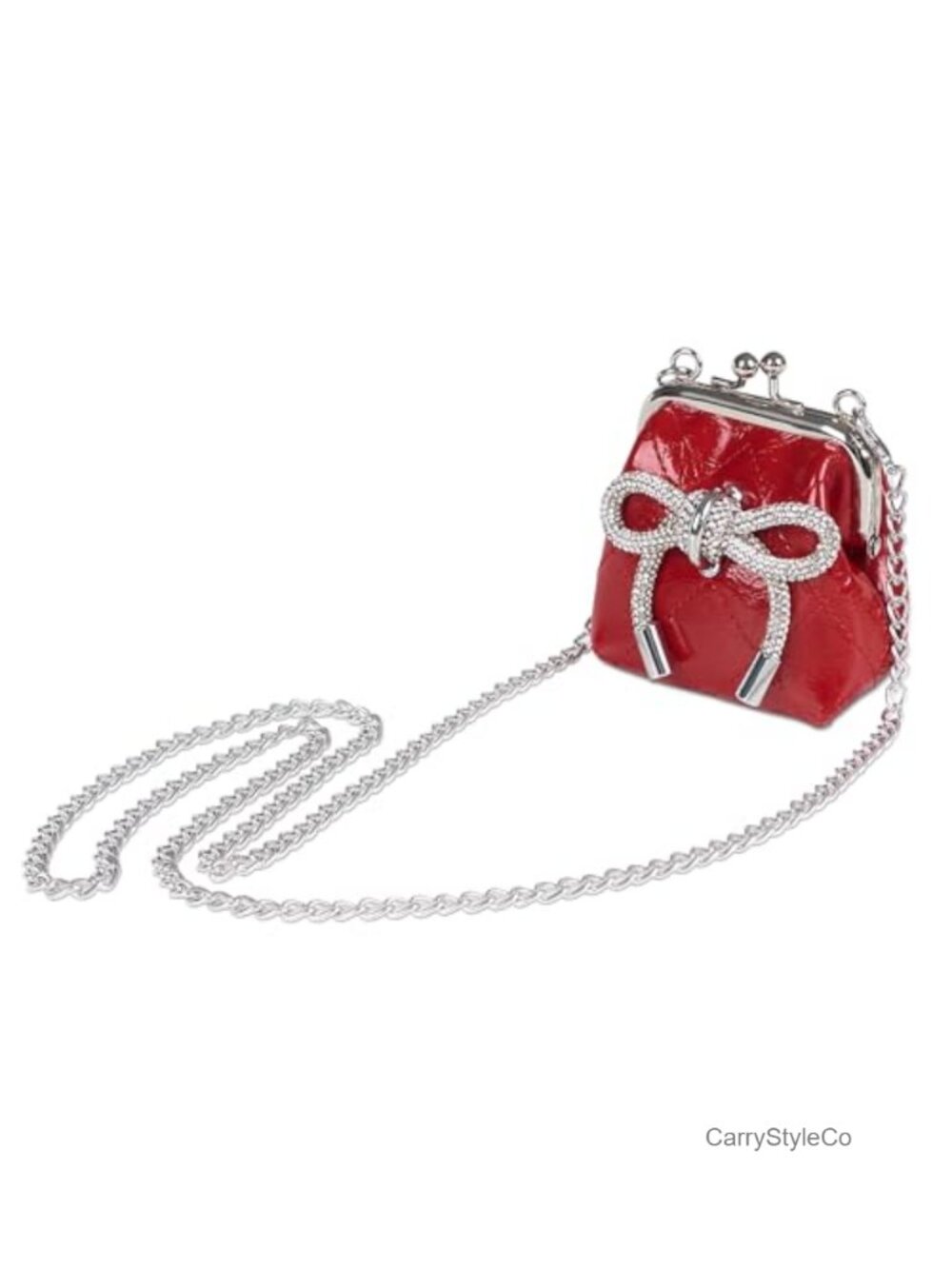 Mini Kiss Lock Crossbody Bag Set Faux Leather Coin Purse with Chain